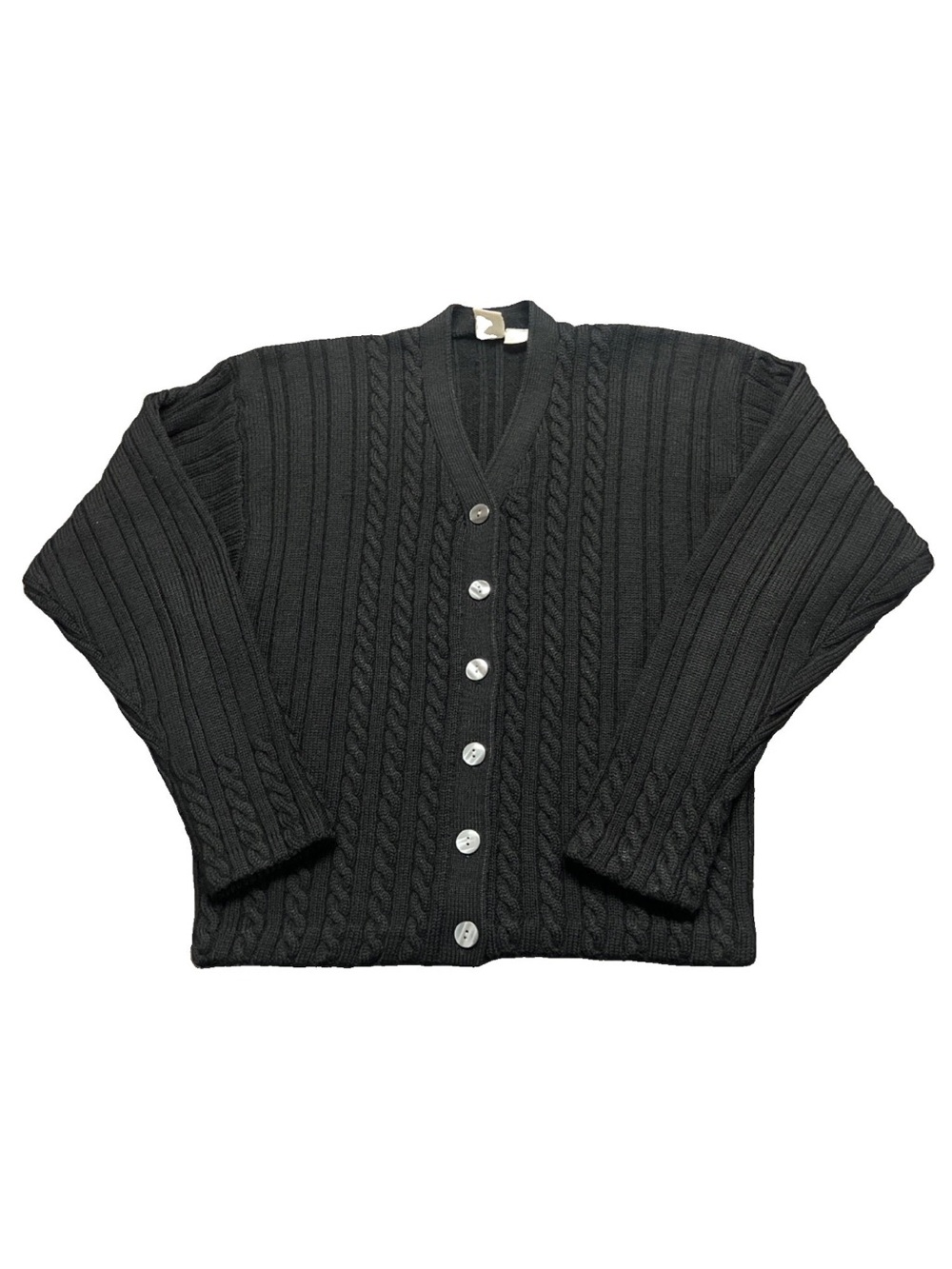 Vtg Clifford & Wills Wool Cable Knit Cardigan L